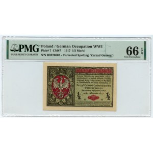 1/2 marki polskiej 1916 - Generał - seria B - PMG 66 EPQ