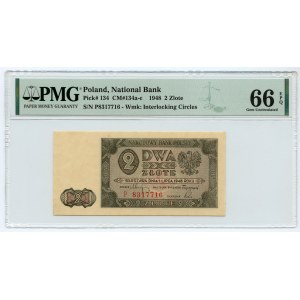 2 złote 1948 - jednoliterowa seria P - PMG 66 EPQ