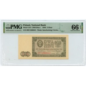 2 złote 1948 - seria BW - PMG 66 EPQ