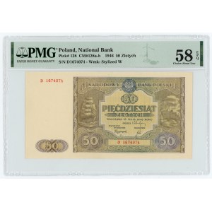 50 złotych 1946 - seria D - PMG 58 EPQ