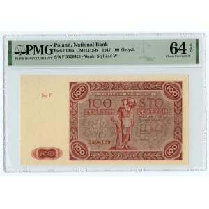 100 Gold 1947 - Ser F - PMG 64 EPQ - no dot after Ser.
