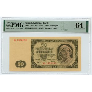 50 zloty 1948 - BG series - PMG 64