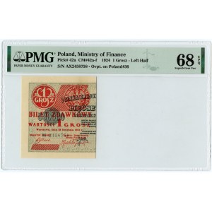 1 penny 1924 - AX series - left half - PMG 68 EPQ - TOP POP ONE
