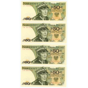 50 złotych 1979 - zestaw 9 sztuk banknotów - serie CA, CD, CF, CP oraz CW