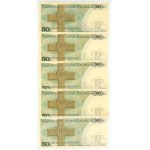 50 złotych 1979 - zestaw 9 sztuk banknotów - serie CA, CD, CF, CP oraz CW