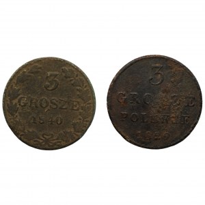 2 sztuki 3 grosze 1829 (FH), 3 grosze 1840 (MW)