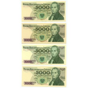 5.000 złotych 1982 - seria CC, CH, CK, DL - zestaw 4 sztuk banknotów