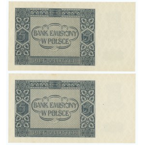5 złotych 1941 - seria AE - set 2 sztuk - numeracja po kolei