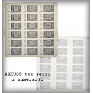 SHEET without series and numbering - 18 pieces of 20 zloty bills 1940