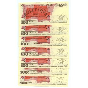 100 złotych 1988 - serie RD, PZ, TF, RL - zestaw 7 sztuk