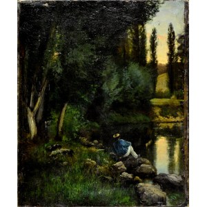 Aleksander de GĄSSOWSKI (1835-1900), Man resting by the river