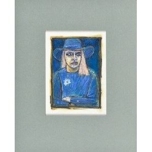 Eugeniusz TUKAN-WOLSKI (1928-2014), Portret kobiety w niebieskim kapeluszu