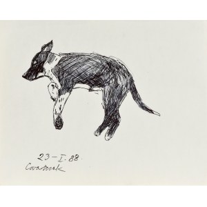 Ludwik MACIĄG (1920-2007), Skizze eines schlafenden Hundes - Gerissen, 1988