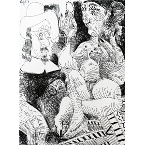 Pablo Picasso (1881-1973), Žena na toalete a muž v klobúku