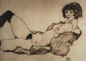 Egon Schiele (1890-1918), Akt w czarnej koszuli
