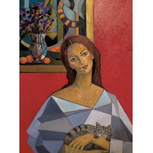 Krystyna Ruminkiewicz, Such one geometric with a cat, 2023