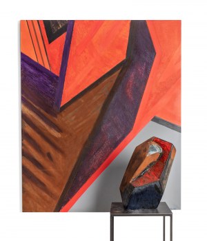 Joanna Roszkowska, Duet Rusty orange (obraz i rzeźba), 2019