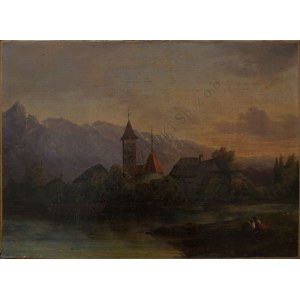 D.L.(XIX w.), Pejzaż alpejski ze sztafażem (1838)