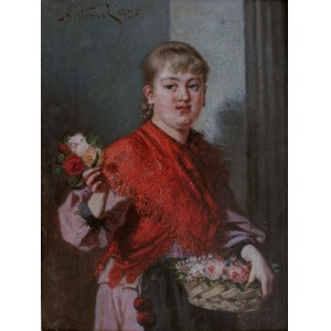 Maurycy Sztencel (1856-1930), Dziewczyna z koszem róż(1895)