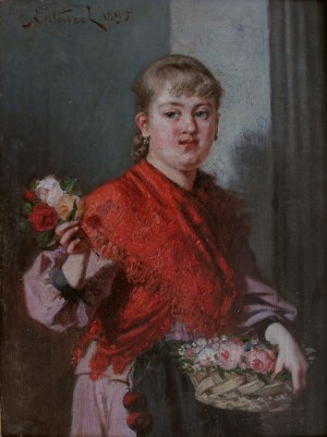 Maurycy Sztencel (1856-1930), Dziewczyna z koszem róż(1895)