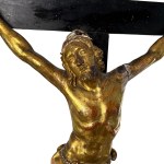 Gilded wooden sculpture depicting Christ on the cross. 18th-century period.