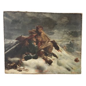 ANONIMO, Depicting a moment of pause during the Napoleonic battle in Russia