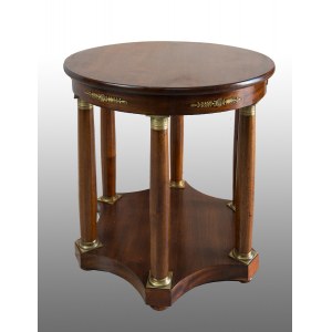 Antique French Empire Mahogany Coffee Table with finely chiseled gilded bronze elements.