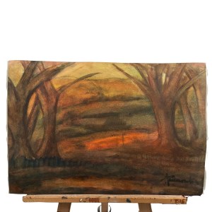A. PANNOCCHIA ( LARI 1911 - ROMA 1987 ), Oil painting on cardboard. The woods