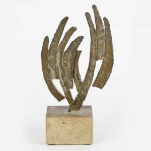 ALDO CALÒ, ALDO CALÒ Incontro, scultura volumetrica in bronzo su base in travertino