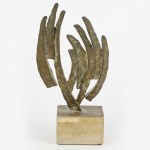 ALDO CALÒ, ALDO CALÒ Incontro, scultura volumetrica in bronzo su base in travertino