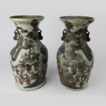 Pair of polychrome porcelain vases
