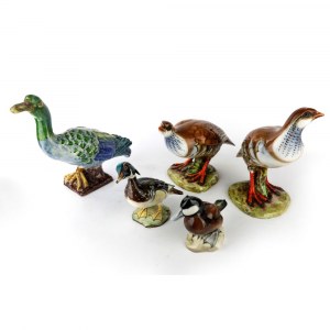 Lot of 3 ducks and 2 ceramic partridges