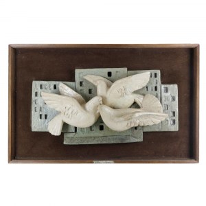 GIORDANO TRONCONI, GIORDANO TRONCONI The doves, sculpture in polychrome ceramic form