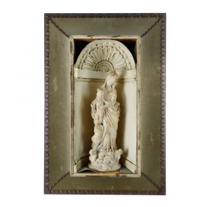 Virgin and Child, volume sculpture in raw earth