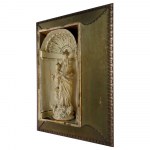 Virgin and Child, volume sculpture in raw earth