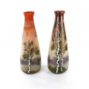 Pair of trumpet glass vases