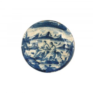 White and blue ceramic plate