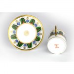 Polychrome porcelain cup and plate