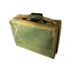 Leather suitcase with toiletry bag