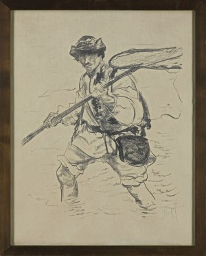 Leon Wyczółkowski, RYBAK (HUCUł PRZECHODZĄCY PRZEZ RZEKĘ), 1910