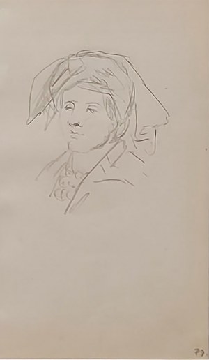 Jacek Malczewski (1854 - 1929), Głowa wiejskiej kobiety w ozdobnie upiętej chustce, ok. 1872 r.