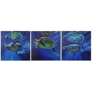 Aleksandra KWAPISZEWSKA (b. 1989), In the deep: aquatic turtles, triptych, 2023