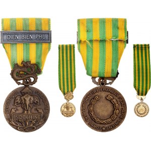 France Indochina Campaign Commemorative Medal & Miniature 1953