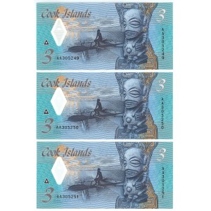 Cook Islands 3 Dollars 2021 (ND) With Consecutive Numbers