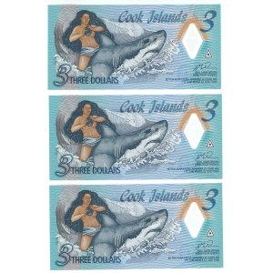 Cook Islands 3 Dollars 2021 (ND) With Consecutive Numbers