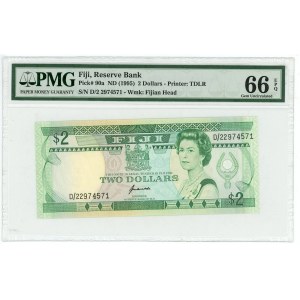 Fiji 2 Dollars 1995 (ND) PMG 66 EPQ Gem UNC