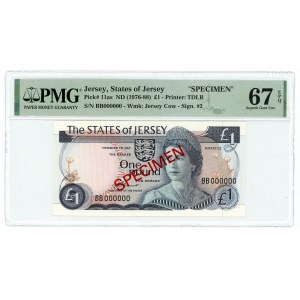 Jersey 1 Pound 1976 - 1988 (ND) Specimen PMG 67 EPQ Superb Gem Unc
