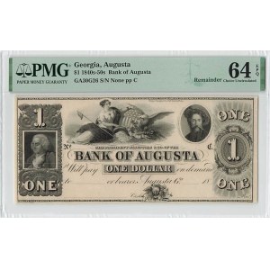 United States Georgia Augusta 1 Dollar 1840s - 1850s Remainder PMG 64 EPQ
