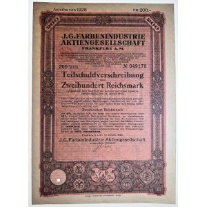 Germany - Weimar Republic J.G. Farbenindustrie Aktiengesellschaft.Frankfurt 200 Reichsmark 1928