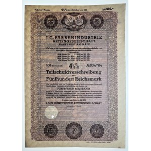 Germany - Weimar Republic I.G. Farbenindustrie Aktiengesellschaft.Frankfurt 500 Reichsmark 1939